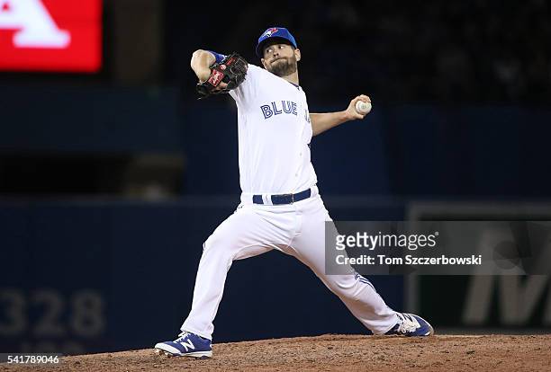 Scott Diamond of the Toronto Blue Jays delivers a pitch in the ninth inning during MLB game action against the Philadelphia Phillies on June 13, 2016...