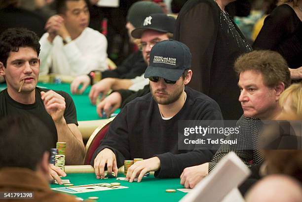 Actor Tobey Maguire and actor/producer Robert Wuhl, right, attend the World Poker Tour Invitational at the Commerce Casino.