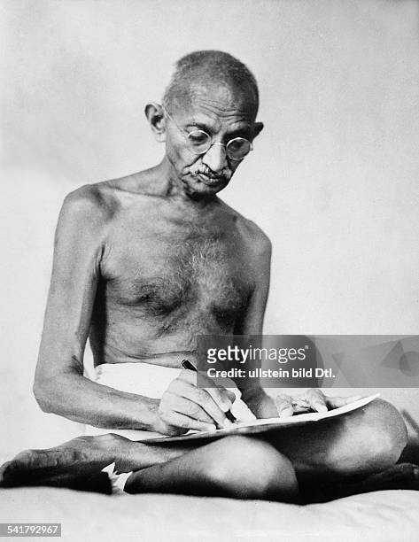 Hindu nationalist and spiritual leader. Photographed at Birla-House, Bombay, India, August 1942.