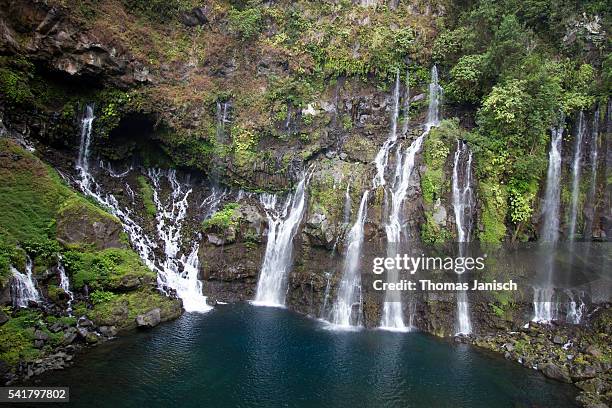 grand galet waterfall, langevin river valley, reunion island - galet stock pictures, royalty-free photos & images