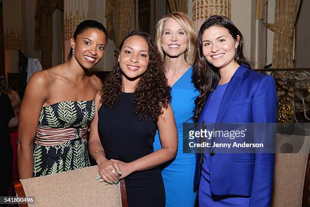 Actress Renee Elise Goldsberry, actress Jasmine Cephas Jones, journalist Paula Zahn and actress Phillipa Soo attend The 6th Annual Elly Awards at The...