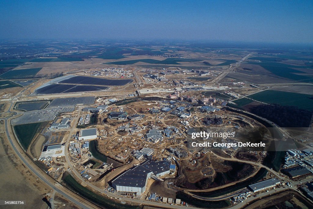 Aerial View of Eurodisney Under Construction