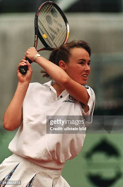 1980Tennisspielerin CHGerman Open in Berlin: nach einerRückhand- Mai 1996