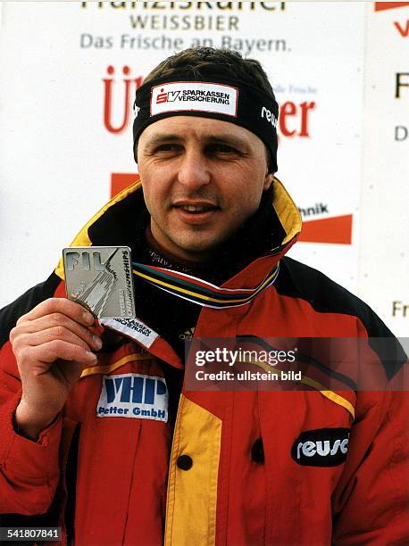 Sportler, Rennrodeln, DRodel-WM in Königssee:- der Vizeweltmeister mit der Silbermedaille