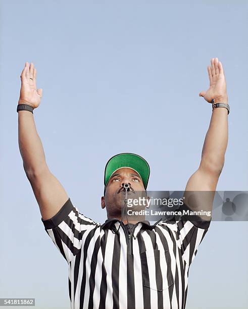 football referee signalling touchdown - touchdown stock pictures, royalty-free photos & images