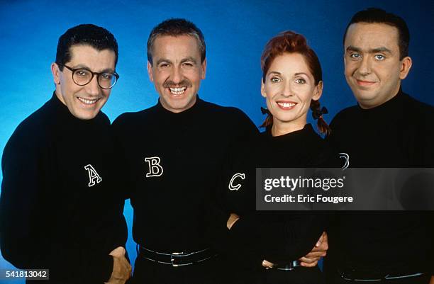 Alain Chabat, Bruno Carette, Chantal Lauby and Dominique Farrugia of the French comic group Les Nuls.