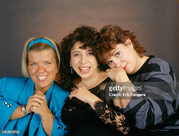 French comic actresses Mimie Mathy, Isabelle de Botton and Michele Bernier, known as "Les Filles".
