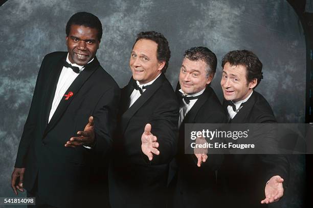 French actors Jacques Martial, Jean-Claude Caron, Christian Rauth and Daniel Rialet promoting the TV series "Navarro".