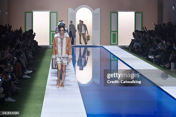 Models walk the runway at the Fendi Spring Summer 2017 fashion show during Milan Menswear Fashion Week on June 20, 2016 in Milan, Italy.