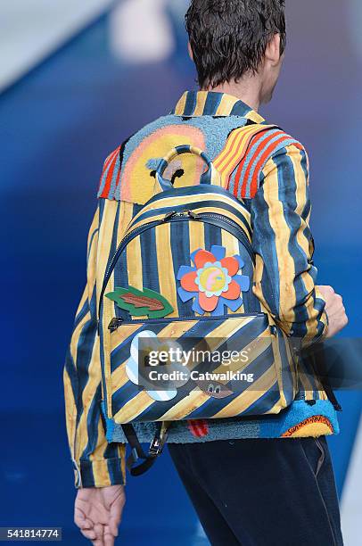 Accessories bag detail on the runway at the Fendi Spring Summer 2017 fashion show during Milan Menswear Fashion Week on June 20, 2016 in Milan, Italy.