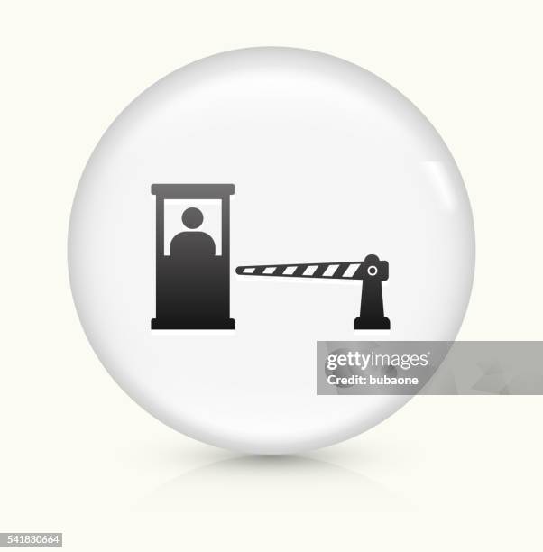 parking booth and cashier icon on white round vector button - print shop workers stock illustrations
