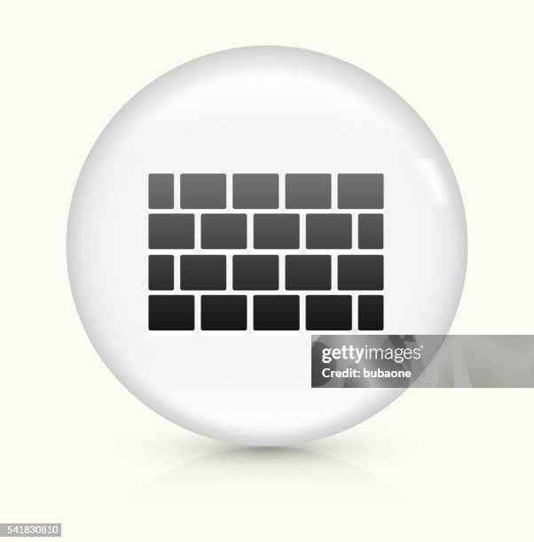 brick wall icon on white round vector button - contracting stock illustrations