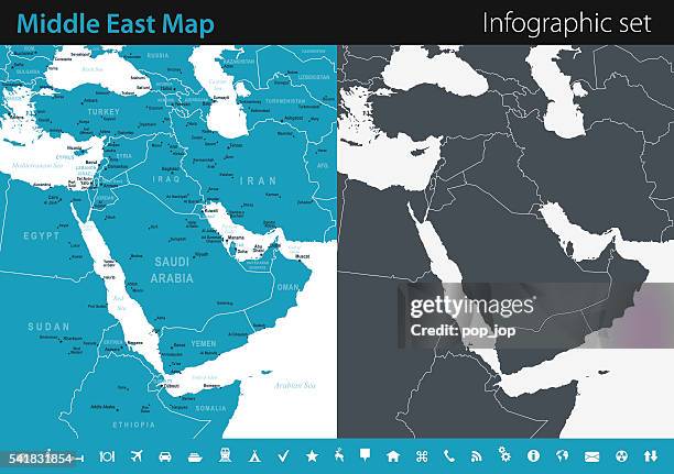 map of middle east - infographic set - north africa stock illustrations