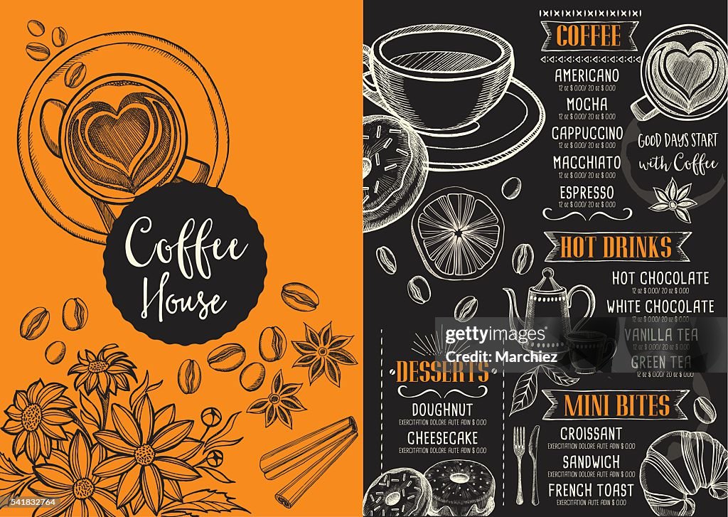 Menu Image Caffe Coffee Cafe Menu Template Design High-Res Vector Graphic - Getty Images