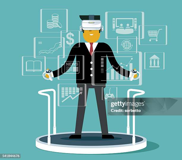 illustrazioni stock, clip art, cartoni animati e icone di tendenza di di realtà virtuale - virtual reality glass vector