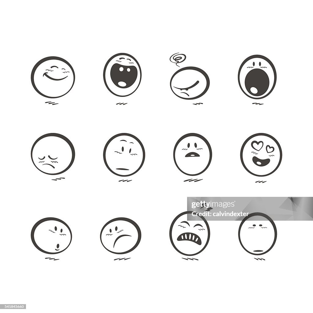 Set of cute hand drawn emoticons