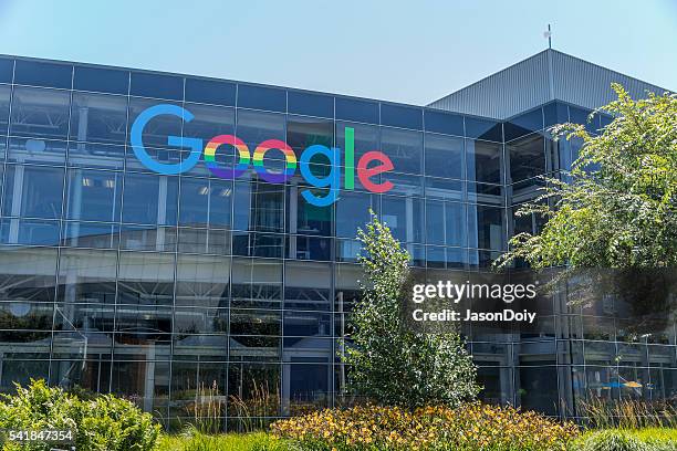 stock photo of google headquarters in mountain view - silicon valley campus stock pictures, royalty-free photos & images