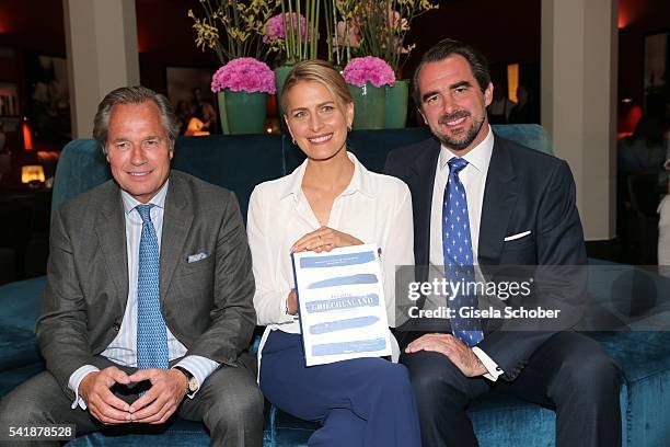 Princess Tatiana of Greece and her husband Prince Nikolaos of Greece and Publisher Hendrik teNeues during the presentation of the book 'Zu Gast in...