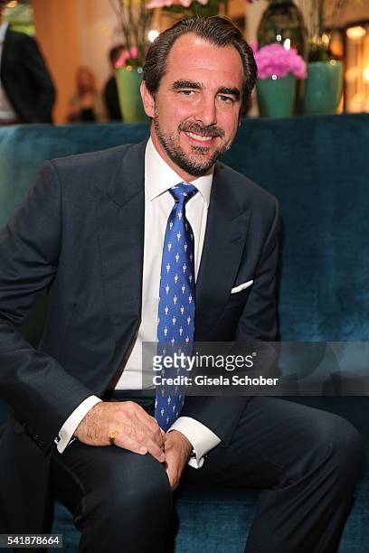 Prince Nikolaos of Greece during the presentation of the book 'Zu Gast in Griechenland. Rezepte, Kueche & Kultur' at 'The Charles' Hotel on June 20,...
