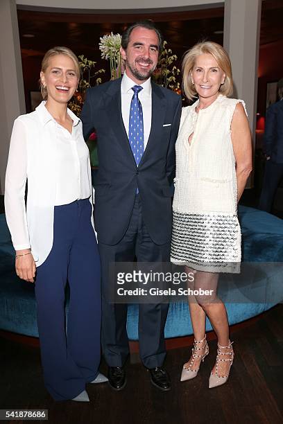 Princess Tatiana of Greece and her husband Prince Nikolaos of Greece and her mother Blanca Brillembourg during the presentation of her book 'Zu Gast...