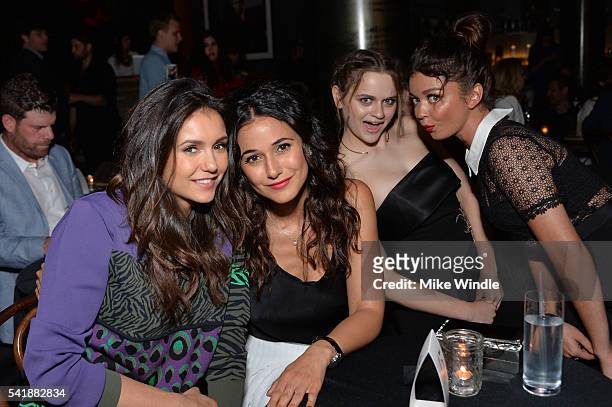 Actors Nina Dobrev, Emmanuelle Chriqui, Joey King and Sarah Hyland attend ELLE Women In Comedy event hosted by ELLE Editor-in-Chief Robbie Myers and...