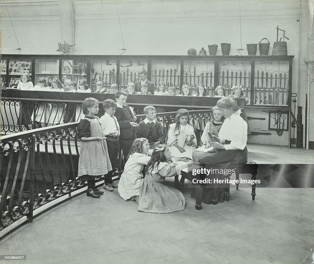 History Lesson In The Horniman Museum, London, 1908. Artist: Unknown.