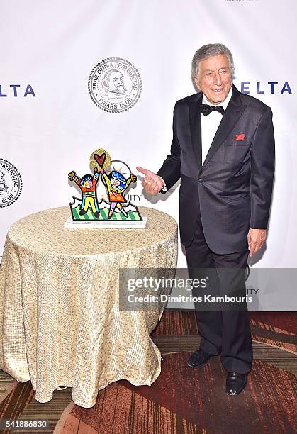 Tony Bennett attends as the Friars Club Honors Tony Bennett With The Entertainment Icon Award - Arrivals at New York Sheraton Hotel & Tower on June...