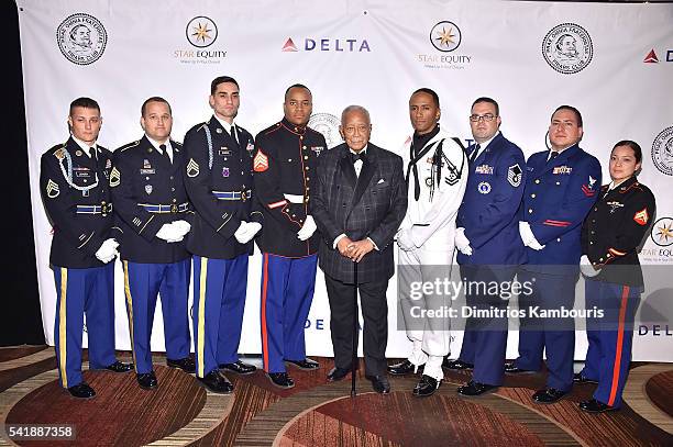 Former mayor of New York, David Dinkins and Armed Forces attend as the Friars Club Honors Tony Bennett With The Entertainment Icon Award - Arrivals...