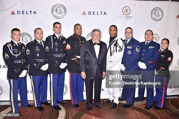 Tony Bennett and Armed Forces attend as the Friars Club Honors Tony Bennett With The Entertainment Icon Award - Arrivals at New York Sheraton Hotel &...