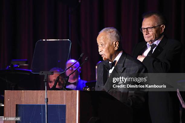 Former mayor of New York, David Dinkins speaks as the Friars Club Honors Tony Bennett With The Entertainment Icon Award - Inside at New York Sheraton...