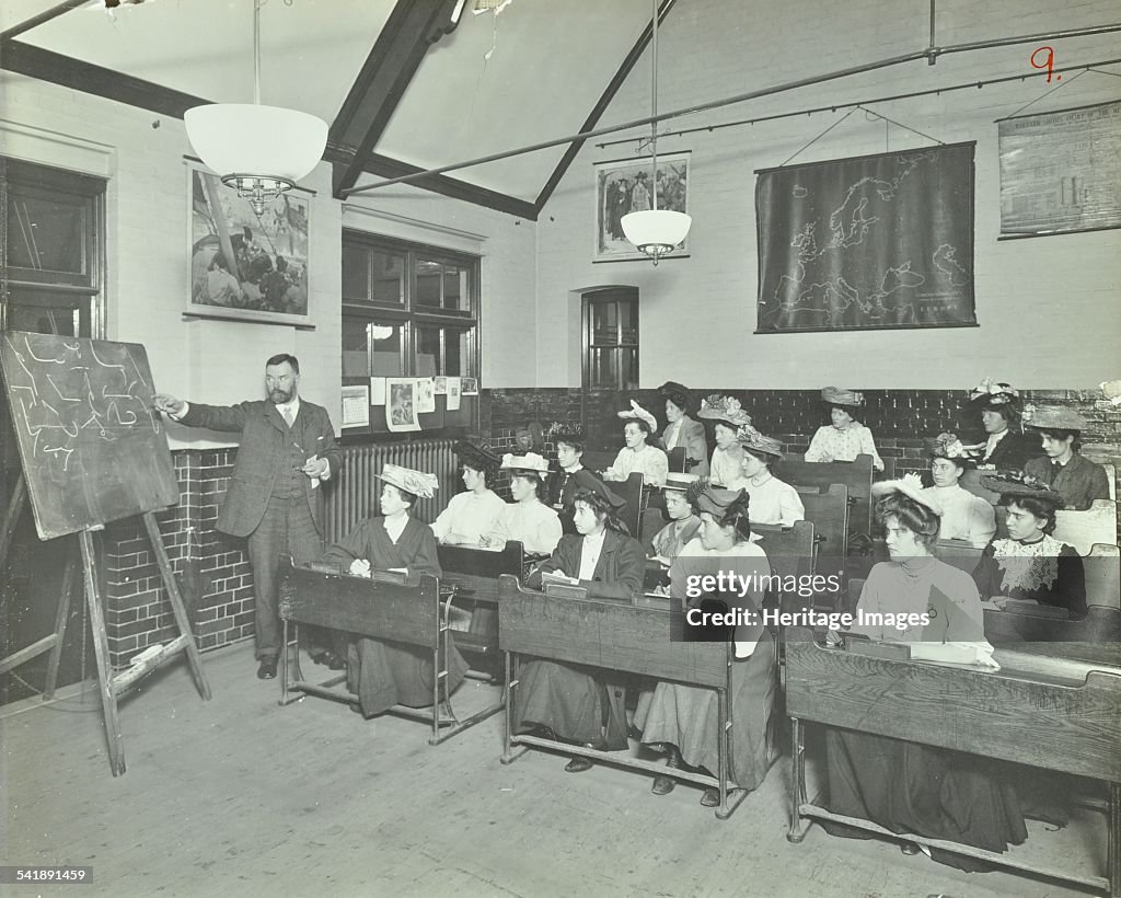 Shorthand Class For Women, Choumert Road Evening Institute, London, 1907. Artist: Unknown.