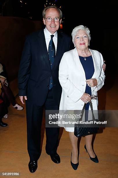 Renaud Donnedieu de Vabres and Line Renaud attend the 'Jacques Chirac ou le Dialogue des Cultures' Exhibition during the 10th Anniversary of Quai...