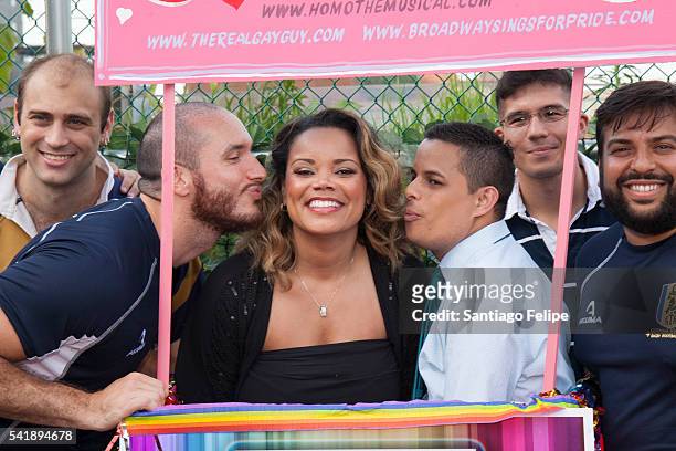 Kimberley Locke and Gotham Knights Rugby Football Club attend the 6th Annual Broadway Sings For Pride Concert at JCC Manhattan on June 20, 2016 in...