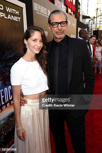 Emilie Livingston and actor Jeff Goldblum attend the premiere of 20th Century Fox's "Independence Day: Resurgence" at TCL Chinese Theatre on June 20,...