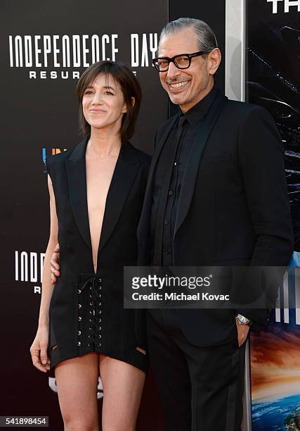Charlotte Gainsbourg and Jeff Goldblum attend the 'Independence Day: Resurgence' premiere sponsored by Jeep at TCL Chinese Theatre on June 20, 2016...