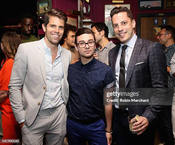 Brad Minor, Christian Siriano and Dante Mastri attend American Express Launches National LGBTQ PRIDE Campaign To "Express Love" at The Spotted Pig on...