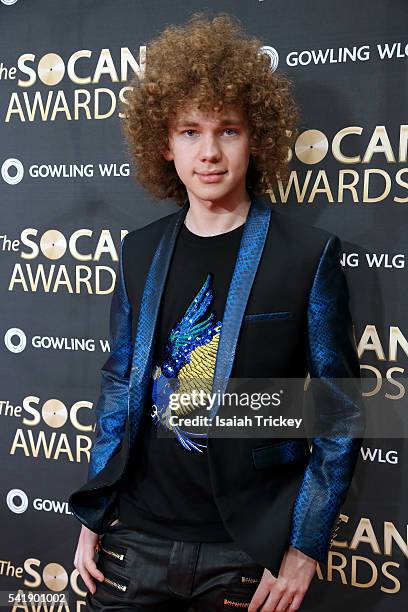 Singer Francesco Yates arrives at The 27th Annual SOCAN Awards Gala at the Sheraton Centre Hotel on June 20, 2016 in Toronto, Canada.