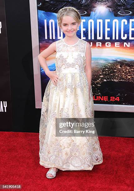 Actress Mckenna Grace attends the premiere of 20th Century Fox's' 'Independence Day: Resurgence' at TCL Chinese Theatre on June 20, 2016 in...