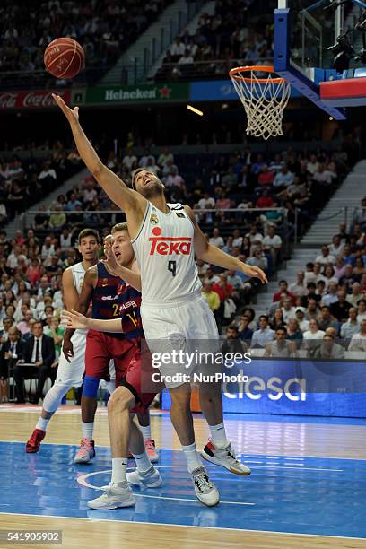 Felipe reyes of Real Madrid in action during the play off round 3 match between FC Barcelona Lassa and Real Madrid at Barclaycard Center in Madrid,...