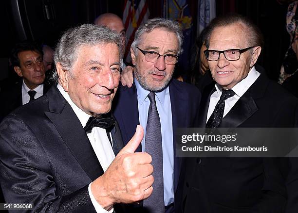 Tony Bennett, Robert De Niro and Larry King speak as the Friars Club Honors Tony Bennett With The Entertainment Icon Award - Inside at New York...