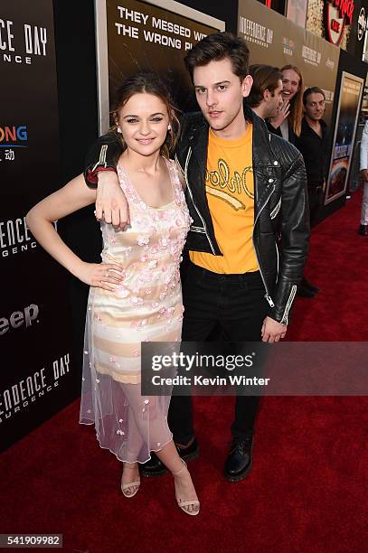 Actors Joey King and Travis Tope attend the premiere of 20th Century Fox's "Independence Day: Resurgence" at TCL Chinese Theatre on June 20, 2016 in...