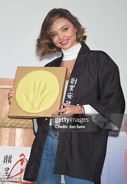 Miranda Kerr promotes 'Marukome Miso' on June 21, 2016 in Nagano, Japan.