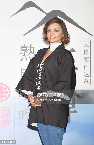 Miranda Kerr promotes 'Marukome Miso' on June 21, 2016 in Nagano, Japan.