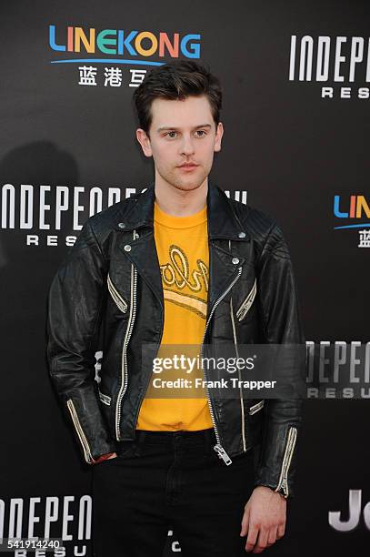 Actor Travis Tope attends the premiere of 20th Century Fox's "Independence Day: Resurgence" held at The TCL Chinese Theater on June 20, 2016 in...