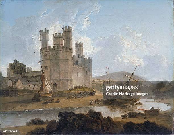 Caernarvon Castle, 1792. Artist: Julius Caesar Ibbetson.