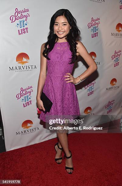 Actress Ashley Liao attends the premiere of Marvista Entertainment's "Jessica Darling's It List" at the Landmark Theater on June 20, 2016 in Los...