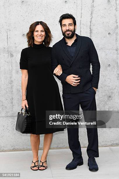 Roberta Armani and Edoardo Leo attend the Giorgio Armani show during Milan Men's Fashion Week SS17 on June 21, 2016 in Milan, Italy.