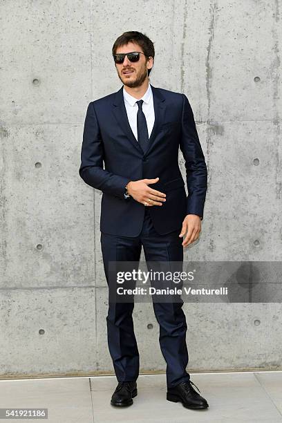 Luca Marinelli attends the Giorgio Armani show during Milan Men's Fashion Week SS17 on June 21, 2016 in Milan, Italy.