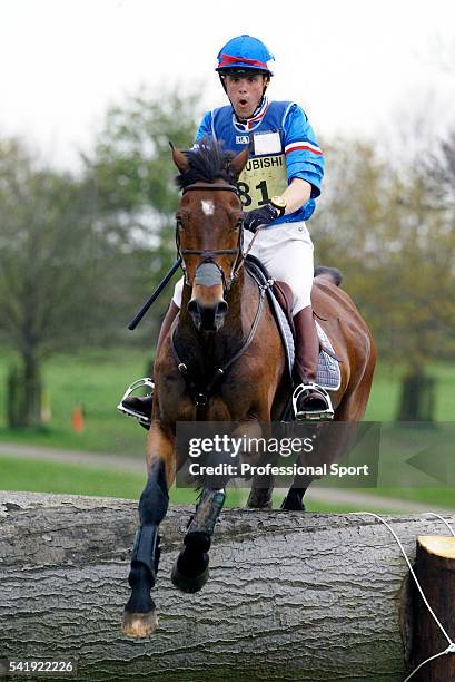 Nicolas Touzaint of France, riding Hildago De L'ile, in action during the Cross Coutry phase of Badminton Horse Trials held at Badminton Park in...