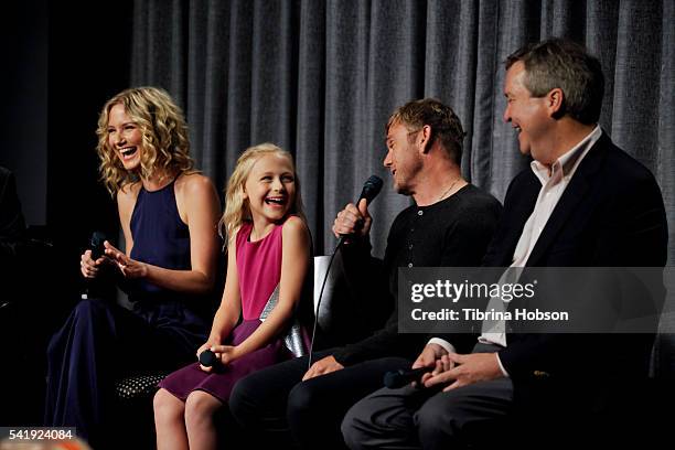 Jennifer Nettles, Alyvia Alyn Lind, Ricky Schroder and Sam Haskell attend the SAG-AFTRA Foundation Conversations with 'Dolly Parton's Coat Of Many...